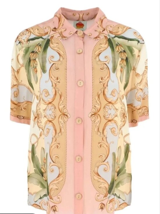 FARM Rio Tops - Farm Rio Banana Royalty Kaleidoscope Buttoned Shirt size XL